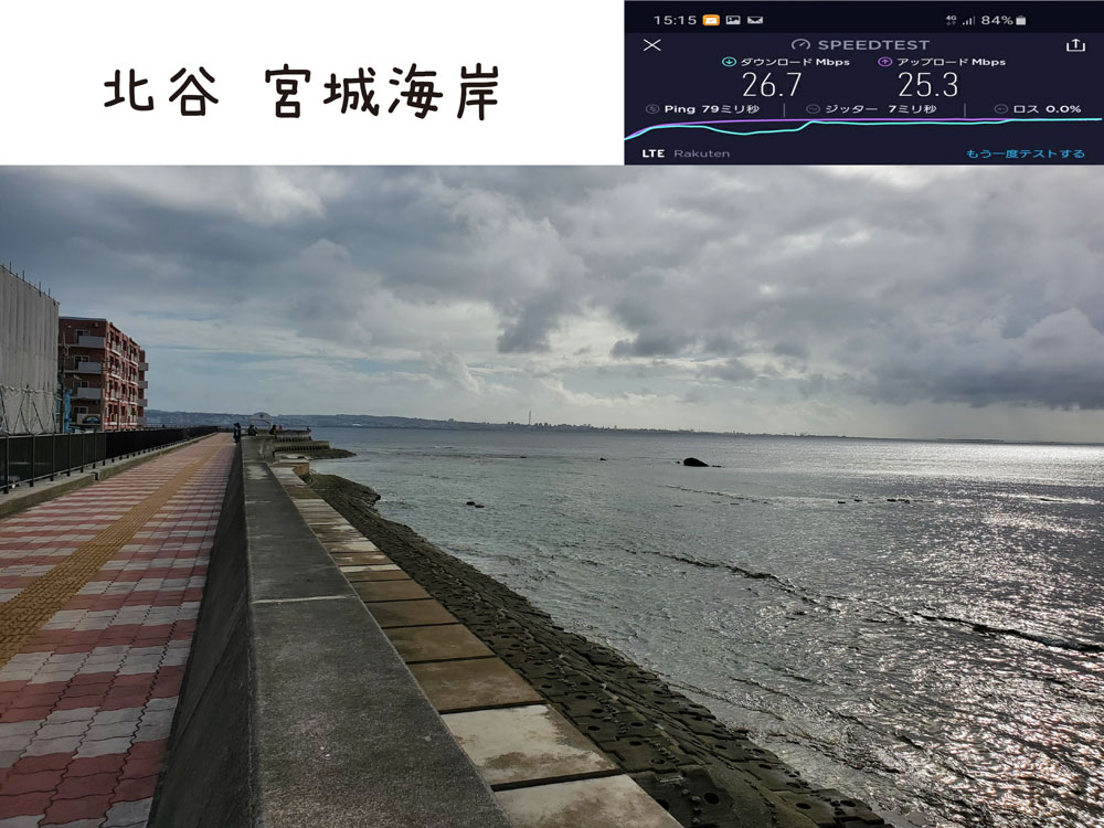 沖縄　楽天モバイル　通信速度　電波　北谷