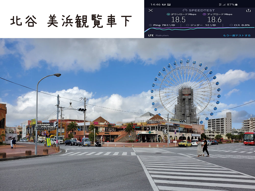 沖縄 楽天モバイル 通信速度 電波 美浜